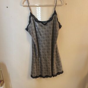 Ralph Lauren Black and Gray Lace Trim Chemise